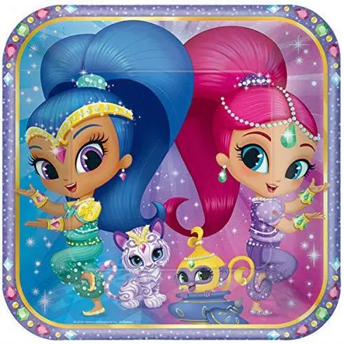 Shimmer and Shine Paper 23cm Square Party Plates Tableware  - Pack of 8