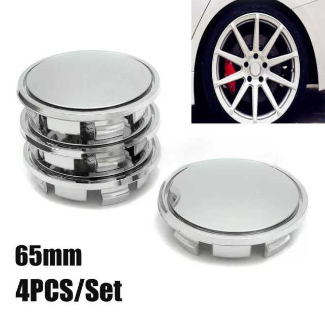 4Pcs Universal Chrome Car Wheel Center Caps Tyre Rim Hub Cap Cover Accessories
