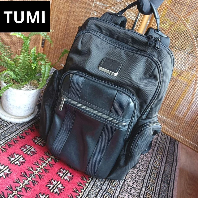 Tumi Alpha Bravo Backpack Navy Nylon Black Leather Mens Business Rare Vintage