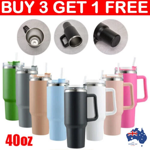 40 oz Tumbler Mug Travel Straw Lid Insulated Stainless Steel Water Coffee Bottle