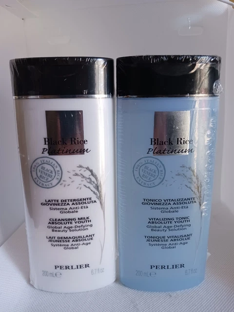 Leche limpiadora y tónico vitalizante Perlita ""Arroz Negro Platino"" 6,7 fl.oz....
