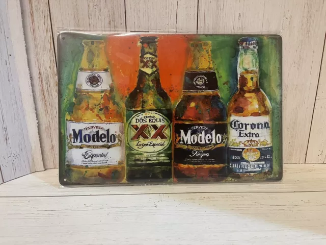 Mexican Beer Tin Sign Corona Extra Modelo Especial Dos Equis Xx Larger Negra