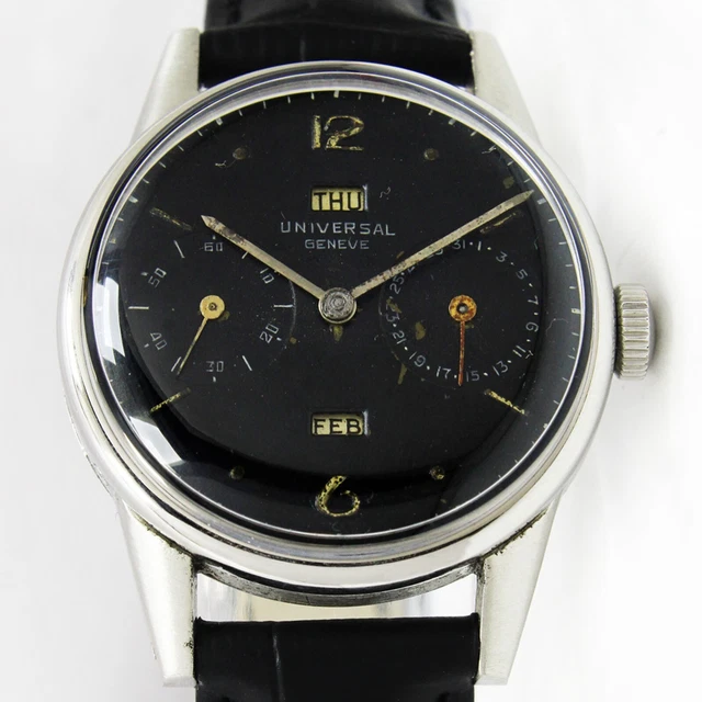 Boîtier Intermédiaire Universal Genève Calendar Vintage En Acier Inox - 100% Original Suisse, Jamais Monté