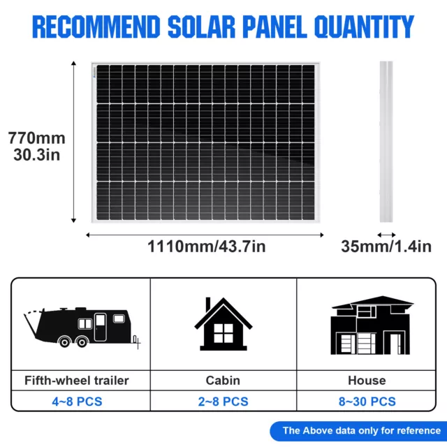 170W 12V Solar Panel Kit Mono System Battery Charger Controller Camping RV Boat 3