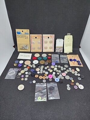Vintage Plastic Metal Glass Crafting Sewing Buttons Mixed Bag - Lot mix