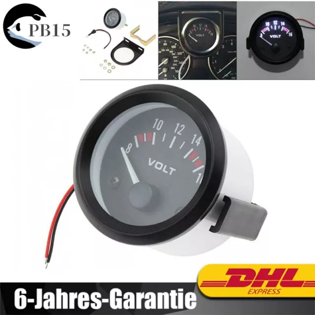 Universal 52MM 12V 8-16V LED elektrisches Auto Voltmeter Spannungsmessgerät DE