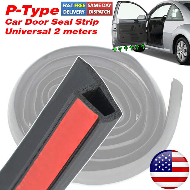 2M P-Shape Rubber Car Door Seal Strip Bottom Hollow Edge Guard Weatherstrip