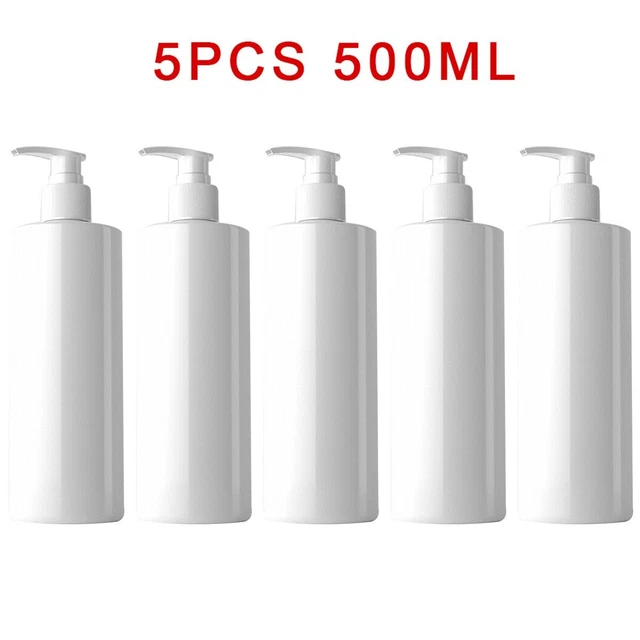 5 ud. Botellas de bomba vacías rellenables gran capacidad reutilizables blancas