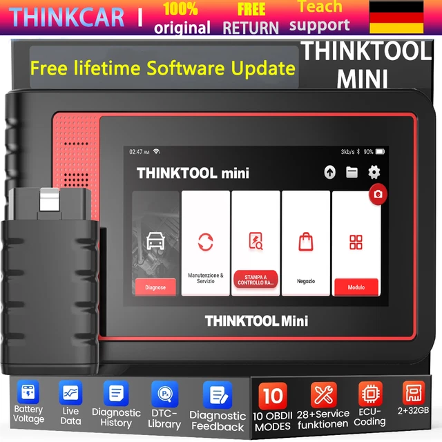 THINKTOOL MINI Dispositivo diagnostico professionale per auto OBD2 Bluetooth TUTTI I SISTEMI ECU Key Coding