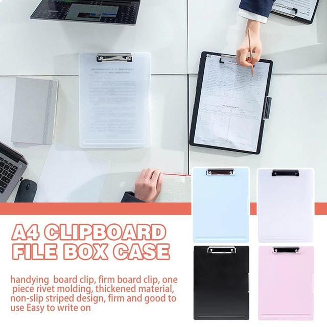 Side Opening A4 File Box Data Storage Clips Ultra-thin Plastic Nurs Clipboard>
