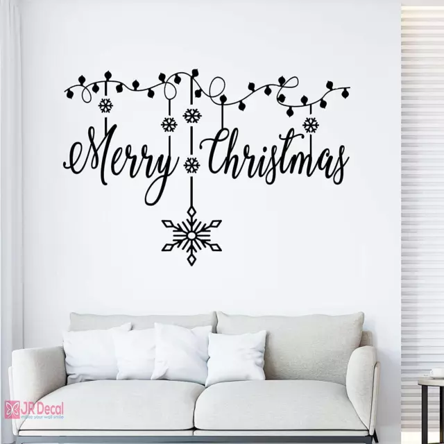 Christmas wall decorations, Snowflakes stickers with Merry Christmas, home decor