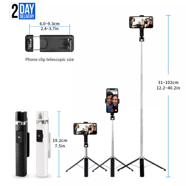 40" Selfie Stick Bluetooth Remote Phone Holder Tripod Stand For iPhone Universal