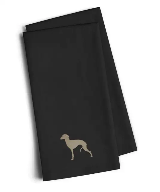 Italian Greyhound Black Embroidered Towel Set of 2 BB3414BKTWE  New