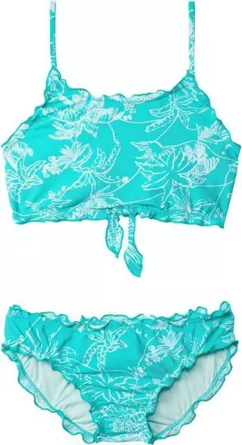 NWT Volcom Island Hop Crop Bikini Set  sz 12 Aqua 19815