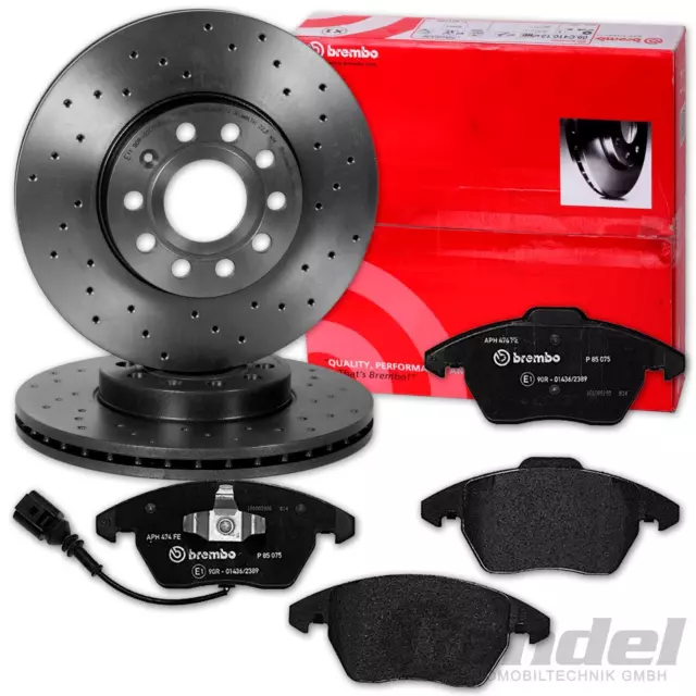 brembo GELOCHTE BREMSSCHEIBEN + BELÄGE VORNE+HINTEN für VW GOLF 5 6 AUDI A3 LEON 2