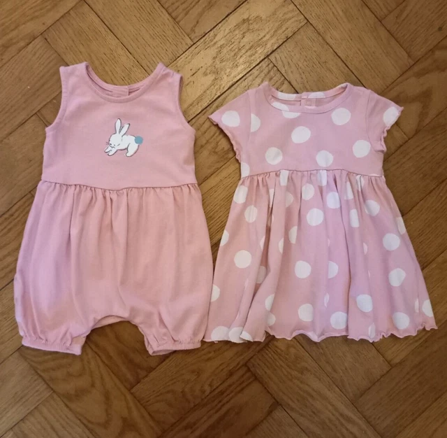 3-6 months M&S baby girl, spring, summer bundle, pink, dress, romper - used