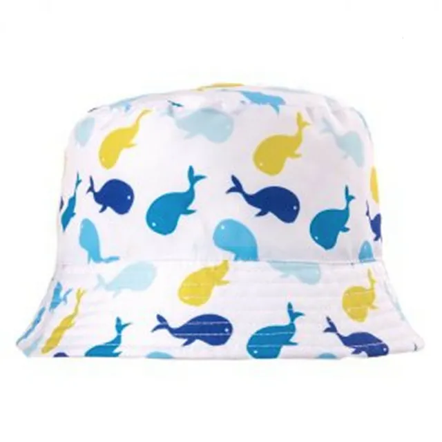 Cappello da sole unisex bambino protezione UV ragazzi ragazze bambini balene bianche 1-2 anni nuovo con etichette