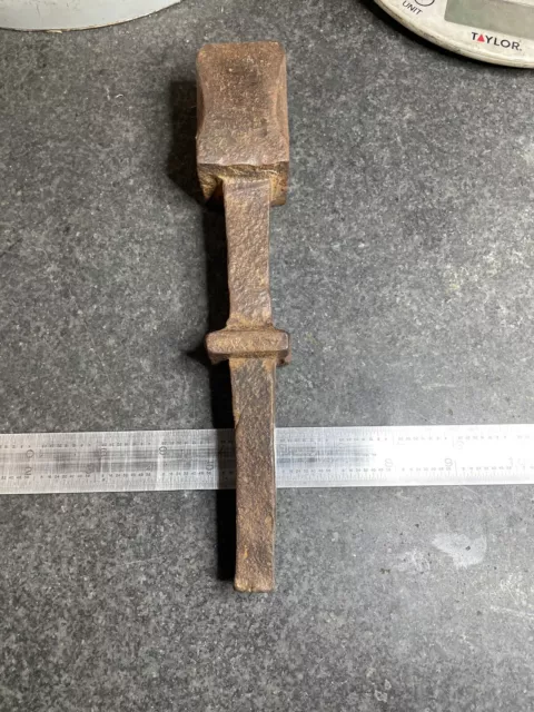 Antique scythe Anvil primitive hand forged wrought iron farm tool
