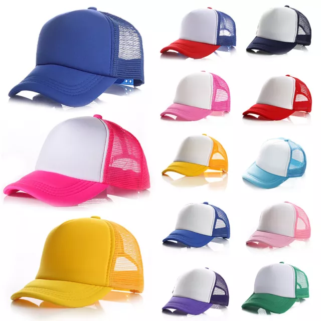 Baseball Cap Kids Size Solid Blank Boys Girls Snapback Hat Visor Flat Brim M