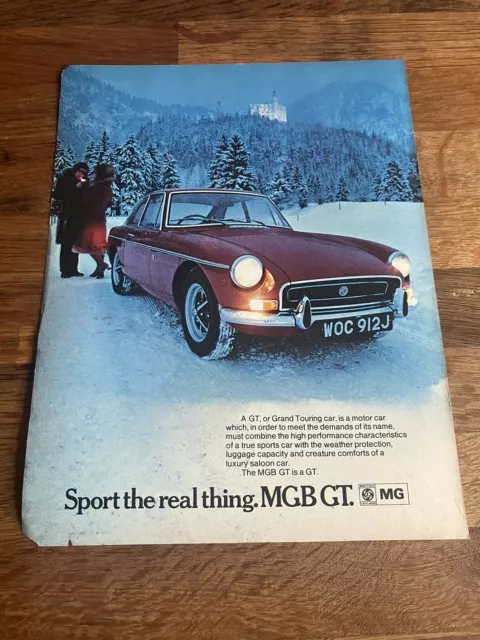 Original 1971 MG BGT Red Magazine Advert Poster Frame Ready Wall Art Man Cave A4