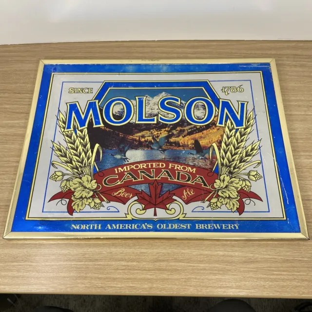 Molson Canada Beer Ale Sign 1786 Geese Foil Mancave Man Cave Bar 16x12”