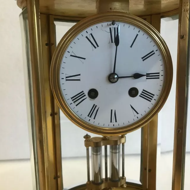 French Oval Four Glass Antique Mantle Clock by Japy Freres 3