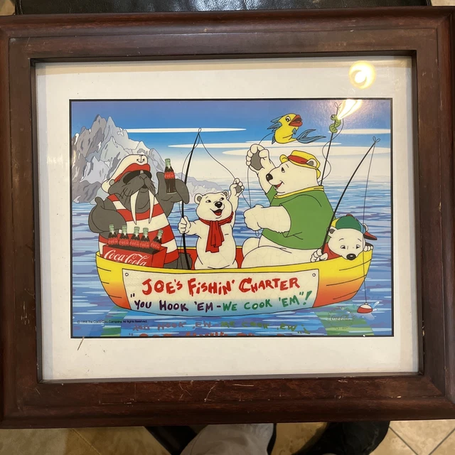 Coca-Cola Serigraphic Cel-Framed "Joe's Fishin Charter" You Hook 'Em-We cook 'Em