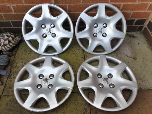 Set of Peugeot 308 15" Wheel Trims Hub Caps x4 Genuine Partner 307 207