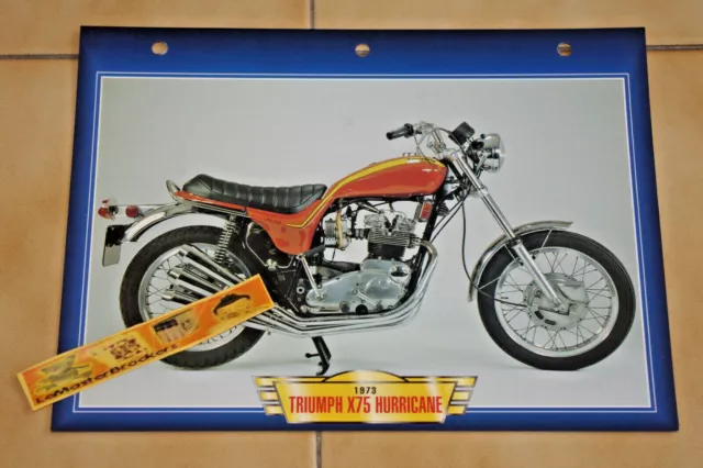 1973 TRIUMPH X75 HURRICANE Document Fiche moto brochure Motorcycle card 🚩