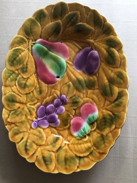 Plat Oval Barbotine Fruits Sarreguemines