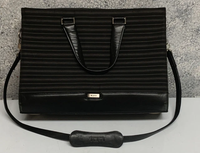 TUMI 43009BST Black Gray Nylon Leather Briefcase Messenger Bag Carry On Travel