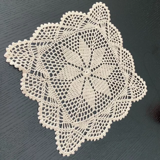 12" Vintage Hand Crochet Lace Doily Square Table Cover Topper Flower Tablecloth