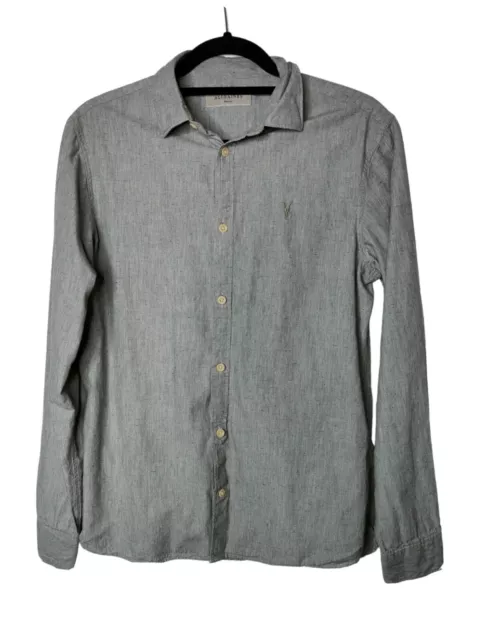 ALL SAINTS Waycross Shirt Size S Men's Grey Fleck Long Sleeved Cotton Small