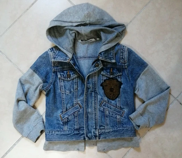 Giubbotto Giacca Jeans Bambina Cappuccio Original Marines 6 Anni