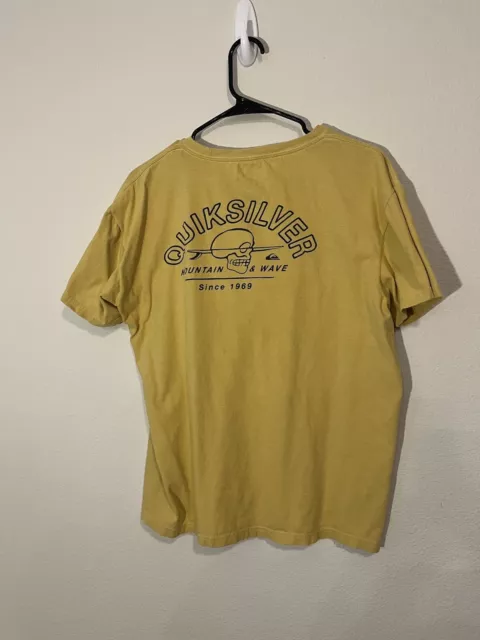 Quicksilver Shirt Adult Large Yellow Black Logo Short Sleeve Mens