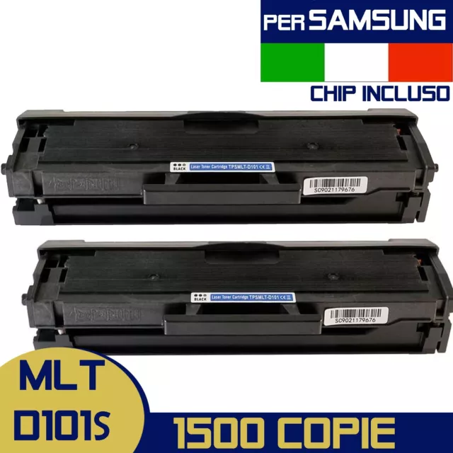 2 Toner Mlt-D101S Per Samsung Ml-2165W Scx-3405Fw Scx-3400F Ml-2160 Ml-2162