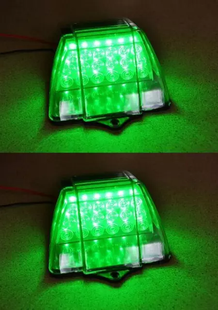 2x 12V GREEN SIDE 18 LED CORNER ROOF MARKER LIGHTS TRUCK TRAILER VAN LORRY BUS