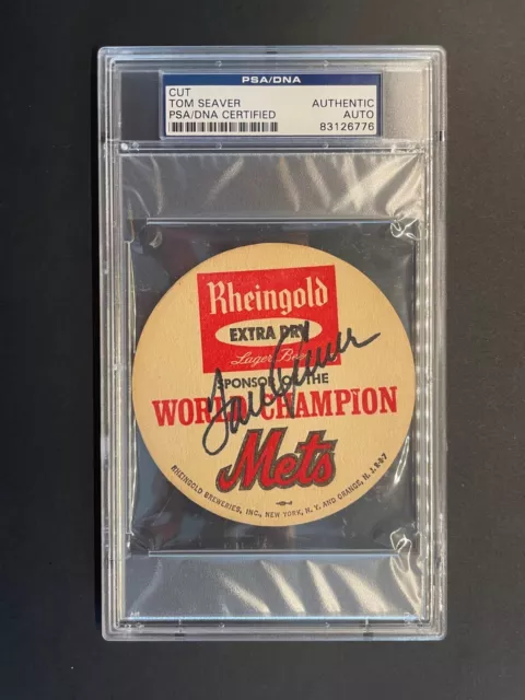 Tom Seaver Signed 1969 Mets Rheingold Beer Coaster PSA/DNA HOF Auto Tom Seaver Signed 1969 Mets Rheingold Beer Coaster PSA/DNA HOF Auto