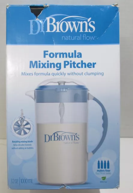  Dr. Brown's Baby Formula Mixing Pitcher with Adjustable  Stopper, Locking Lid, & No Drip Spout, 32oz, BPA Free, Blue : Baby Formula  Dispensers : Baby