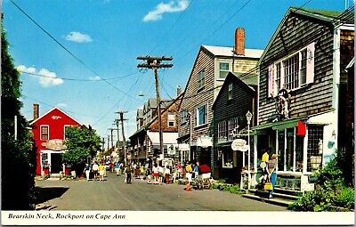 Vtg Rockport Massachusetts MA Cape Ann Bearskin Neck Street View Shops Postcard