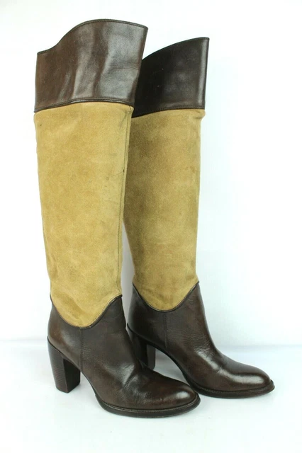 Bottes Femina Paris cuir et daim marron T 36 / UK 3.5 TRES BON ETAT