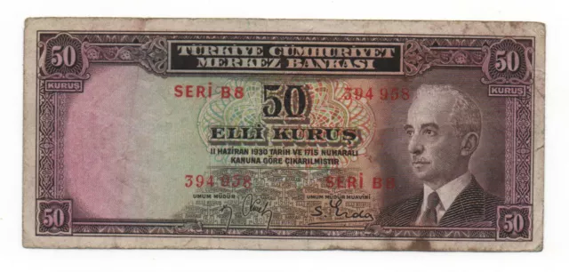 Turkey 50 Kurus 1942 - 1944 Pick 133 Look Scans