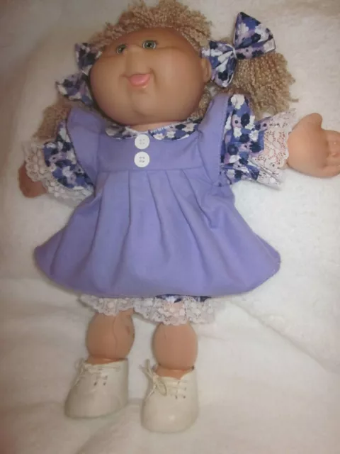 CPK doll clothes/16-18 inch/solid and print purple dress/bloomers/hair bows