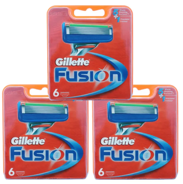 18 Gillette Fusion Rasierklingen / 3x 6er Klingen Pack Set Ersatzklingen in OVP