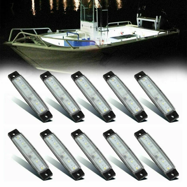 10x Marine Boat 6-LED Lamp Cabin-Deck Courtesy Light Stern Transom-Lights White