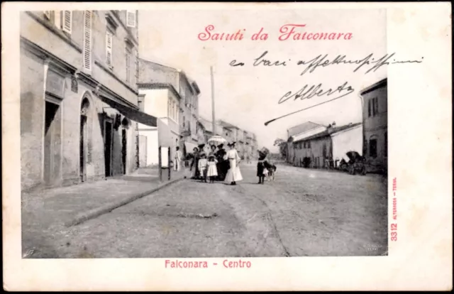 SALUTI DA FALCONARA CENTRO cartolina fp viaggiata marche ancona 1909