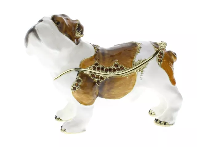 Jeweled Bull Dog Puppy Dog Ciel Collectible Hinged Trinket Box