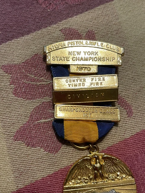 Vintage 1970 MYOPIA  Pistol & Rifle Club Center Fire NATIONAL COURSE Medal 1st 2