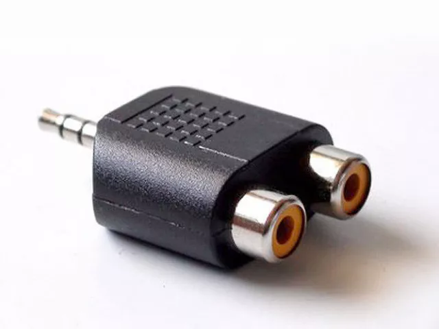 ADAPTADOR CONECTOR AUDIO 2 RCA HEMBRA JACK ESTEREO MACHO 3,5 mm