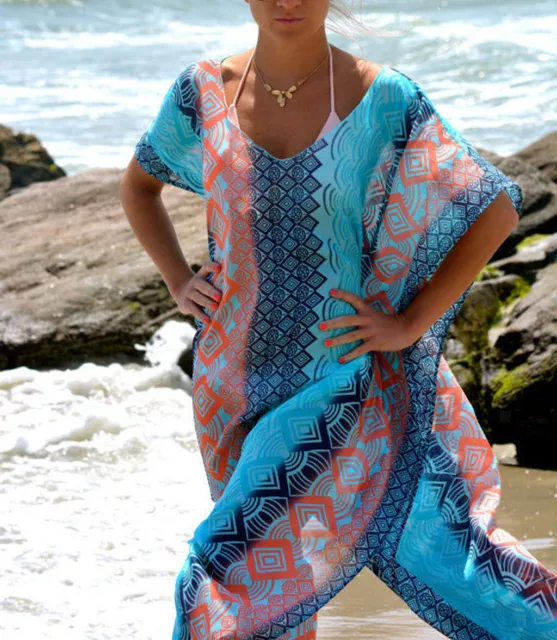 Women Beach Dress Cover Up Kaftan Chiffon Sarong Wear Swim Bikini Summer